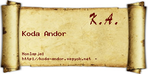 Koda Andor névjegykártya